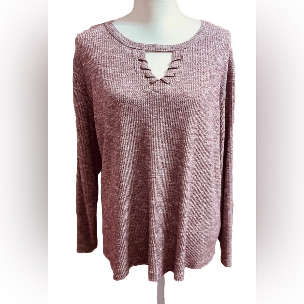 Democracy Womens Lightweight Soft Sweater Long Sleeve Purple Size 2X Office Vaca